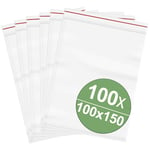 Sachets à fermeture par pression sans bande d'étiquetage, Emballage Alimentaire, Sachet Alimentaire, (l x H) 100 mm x 150 mm en polyéthylène transparent