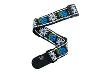 D'Addario Woven Guitar Strap, Peace Love, Black and Blue