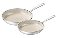 Redchef Lot de 2 poêles à frire en nid d'abeille, poêle à frire à induction 24, 28 cm, avec revêtement en acier inoxydable, revêtement en céramique, passe au four, sans PTFE, sans PFOA, pour tous les