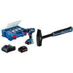 Bosch Professional 18V System Perceuse-Visseuse à Percussion sans-fil GSB 18V-28 & 1600A016BT Marteau 500 g (Testé DIN 1041, Tête de Frappe et Manche d’un Seul Tenant, Vibrations Réduites)