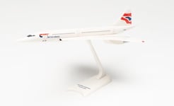 Herpa Maquette Avion British Airways Aérospatiale-BAC Concorde - G-BOAC, echelle 1/200, Snap-fit Model, pièce de Collection, d'avion avec Support, Figurine Plastique