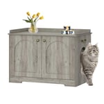 Hzuaneri Armoire à Chat avec Poignées, Bac à Litière, Armoire à Litière, Table D'appoint en Bois pour la Maison des Animaux Domestiques, 50 x 80 x 57cm, Armoire à Chat Stable, Greige CB05705X