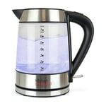 Kitchen Perfected Eco-Friendly Blue Illuminating Cordless Glass Kettle - 1.7Ltr, 2200w, Fast and Quiet Boil, 1 Cup in 60 seconds, Only boil what you need, BPA Free - E1401BS