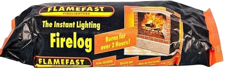 FlameFast Instant Lighting Firelog Fireplace Fuel Fire Log 2 Hour Burn Pack