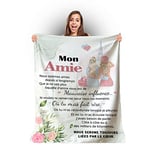 Plaid personnalisé Doux pour Offrir à Son Amie. Idée Cadeau Original utile pour Un Anniversaire Noel Un Mariage Couverture Couvre lit Deco de la Maison sur canapé (140 x 180 cm)