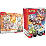 Pokémon TCG: Charizard ex Premium Collection (1 etched foil promo card, 2 foil cards and 6 Pokémon TCG booster packs) & TCG: Scarlet & Violet—Obsidian Flames Booster Bundle (6 Booster Packs)