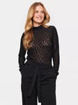 Saint Tropez Rasmin Slim Fit Mock Neck Mesh Blouse, Black