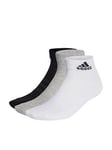 adidas Sportswear Unisex 3 Pack Cushioned Ankle Socks - White/Grey, Medium Grey Heather, Size S, Men