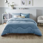 Night Lark - Coverless Duvet - 4.5 Tog - Double - Linen Collection - Soft Touch Luxury Bedding - Machine Washable - Hypoallergenic - Twilight Blue