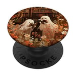 Cute Ghosts Reading Books Halloween Librarian Book Lover PopSockets Swappable PopGrip