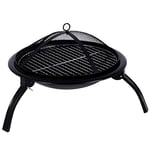 Home Discount Acier Brasero Chauffage de terrasse de Jardin Pliante Grill Bol de Camping avec Poker pour Barbecue, Grill, Grille, en Maille Couvercle