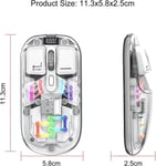 Langaton hiiri, Dual Mode BT+2.4G, Läpinäkyvä, Magneettinen kansi, Ladattava, Sopii eSportsiin, Pöytäkone, Kannettava tietokone ja Tabletti valkoinen