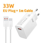 33 W USB-latauspään kaapeli Pikalaturi 6A QC 3.0 USB Type-C -kaapeli Pikalatauspuhelinsovitin iPhonelle Samsung Xiaomi Redmi