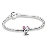 PANDORA Silver Sterling Disney Lilo & Stitch Charm Armband Charm Argent Argent 17 cm