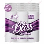 45 Bliss Essence Luxury Quilted 3Ply 3 ply Bathroom Toilet Tissue Rolls Roll