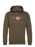 Archive Shield Hoodie Tops Sweat-shirts & Hoodies Hoodies Khaki Green GANT