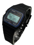 Genuine Casio F91W Watch with Green Screen Modifications and Resin Strap