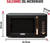 Salcombe 800W Microwave Oven 20L Capacity Digital Timer Black & Copper