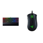 Razer BlackWidow V3 (Green Switch) - Clavier de Jeu mécanique sans Fil avec éclairage RGB, Clavier AZERTY - Noir & DeathAdder V2 - Souris de Jeu avec Ergonomie Optimale (Capteur Optique 20.000 DPI)