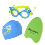 Endless Kids Swimming Adventure Set – Fun Goggles, Playful Cap & Sturdy Kickboard| Anti-Fog, UV Protection | Cartoon Printed | Durable|Ideal for Boys & Girls | Perfect for Swim Lessons & Pool Playtime