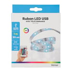 ITENSE - Ruban led - Longueur: 1m - Avec télécommande - Câble USB - Couleurs changeantes - 30 LED - Découpable - Entrée USB 2.0 - Adhésif - Personnalise votre espace - Facile à installer - Pratique