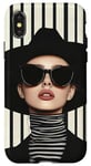 Coque pour iPhone X/XS Cowgirl vintage à rayures minimalistes noires