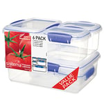 Sistema KLIP IT Food Storage Containers | 2 L, 1 L, 400 ml, 200 ml | Airtight & Stackable Meal Prep Containers with Lids | School Lunch Boxes & Snack Boxes | BPA-Free | 6 Count