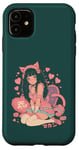 Coque pour iPhone 11 Anime Cat Girl Manga Hearts Kawaii Cute Holiday Valentines