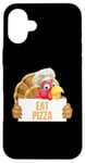 Coque pour iPhone 16 Plus Un cuisinier drôle de Thanksgiving à la dinde mange une pizza