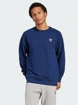 adidas Originals Trefoil Essentials French Terry Crew Sweatshirt, Blue, Size Xs, Men