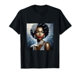 Glamorous Black Woman In Silver Art With Vintage Style T-Shirt