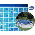 Liner imitation mosaïque pour piscine hors sol ovale Gre Pool - 8 x 4,70 x 1,32 m - PVC 50/100 ème - Bleu