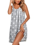 Ekouaer Nuisette Femme Courte Manche sans Bretelles Reglables Chemise de Nuit Robe de Nuit Étoile S