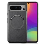 Galful Coque Google Pixel 8A Compatible avec MagSafe,Pixel 8A Étui de Protection en PU Cuir et TPU Antichoc Housse Coque Fine Premium Mate Antichoc Housse-Noir