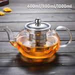 Théière en verre 600-1000ML thé / thé noir / café / produits laitiers avec ensemble d'infuseur à filtre en verre en acier inoxydable (800 ml Type 1)