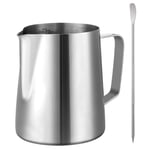 GWHOLE Milk Frother Jug 580ml 304 Stainless Steel Milk Pitcher with Measurement Mark and Latte Art Pen for Frothing Milk Coffee Machine