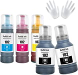 102 Encre Multipack Compatible Pour Epson Ecotank Et-2750 Et-2756 Et-2850 Et-2851 Et-2856 Et-3700 Et-3750 Et-3850 Et-4500 Et-4700 Et-4750 Et-4850 Et-4856 Et-15000 Imprimante (Bk*2/[DYJ072109]