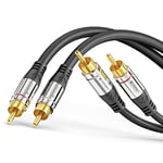 Sonero Premium 12.5 m RCA Cable, 2x RCA to 2x RCA Audio Cable, Subwoofer, HiFi System, Amplifier, Black