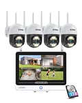 ZOSI 8CH 2K H.265+ 1To Kit Caméra de Surveillance WiFi, 5MP NVR Tout-en-Un Moniteur 12,5 Pouces, 4X Caméra IP 3MP sans Fil Extérieure, Vision Nocturne 24m Détection de Mouvement Alerte Instantanée