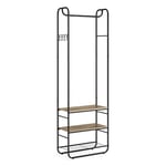 VASAGLE Coat Stand, Hall Tree, Coat Rack with Shoe Rack, Storage Shelves, Hallway, Bedroom, 58 x 28 x 181 cm, Scandinavian Style, Ink Black and Camel Brown HSR081K01