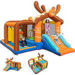 Goplus - Château Gonflable pour 4 Enfants 3-10 Ans, Forme Wapiti Renne Noel Aire de Jeux Gonflable avec Trampoline, Toboggan et 2 Piscine Jeu de