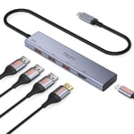 TSUPY 5 en 1 Hub USB 3.2 Gen 2 HDMI 4K 60Hz 100W PD Charge, 10Gbps Dock USB C HDMI, Câble 30CM Adaptateur USB-A vers USB 3.2 pour iPhone 16 Pro Max 15 MacBook iPad Pro Air 2024 Surface Pro Galaxy S24