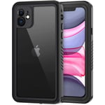 Coque iPhone 11 Étanche, [IP68 Imperméable+Antichoc] 360 degrés Intégrale Protection, Renforcé Antipoussière , Noir