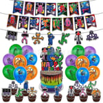 Rainbow Friends Theme Födelsedagsfest dekoration Banner Ballong Cake Toppers Set