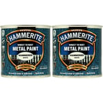 2x Hammerite Direct To Rust Hammered White Quick Drying Metal Paint 250ml