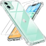 3 En 1 Verre Trempé Et Coque Pour Iphone 11, [Coussin D'air Intégré] Anti-Jaunissement Souple Tpu Bumper Coque Protection Pour Iphone 11,Transparente