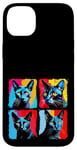 Coque pour iPhone 14 Plus Chat bleu russe Pop Art coloré dessin peinture