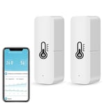 WiFi Thermomètre Hygromètre Intérieur, Mini Température et d'Humidité Intelligent pour Serre à Vin, Cave À Vin,Sous-sol,Surveillance Distance,Alerte Notification,Stockage Exportation des Données.2PCS