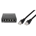 D-Link Switch 5 Ports Gigabit Metallique (DGS-105) & Amazon Basics Câble réseau Ethernet RJ45 catégorie 6