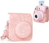 Instax Mini 12 Étui pour appareil photo Fuji Mini 12 Instant Film ¿ Étui de protection en cuir PU dans différents motifs avec bandoulière réglable, rose foncé, Étui pour appareil photo.[G376]